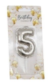 (image for) SIL B/DAY CANDLE BALLON SILV 5 - 6CM