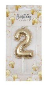 (image for) SIL B/DAY CANDLE BALLON GOLD 2 - 06CM