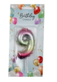 (image for) SIL B/DAY CANDLE BALLON R/B 9 - 6CM