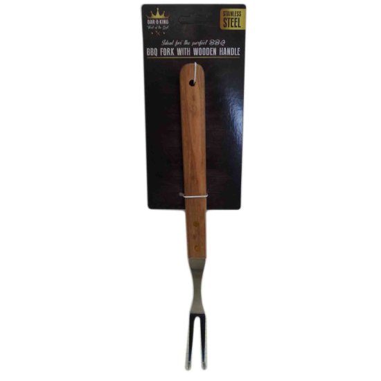 (image for) PMS BBQ FORK WITH WOOD HANDLE - 10\"