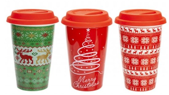 (image for) XMAS DOUBLWALL CUP+LID AST - 320ML