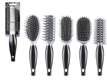 (image for) PMS HAIR BRUSH SILVER/BLACK CARD ASSORTED - STD