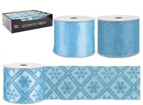 (image for) XMAS LUXURY RIBBON-ICE BLUE - 2.7M