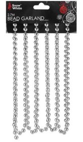 (image for) XMAS BEAD CHAIN SILVER CARDED - 2.7X8