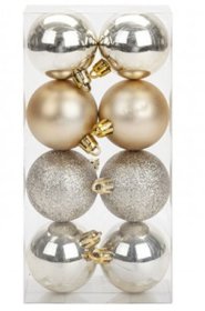 (image for) PMS XMAS BAUBLES 8S CHAMPAGNE - 5CM