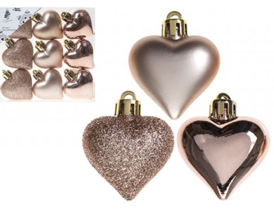 (image for) XMAS HEART DECORATION R/G PK9 - 4CM