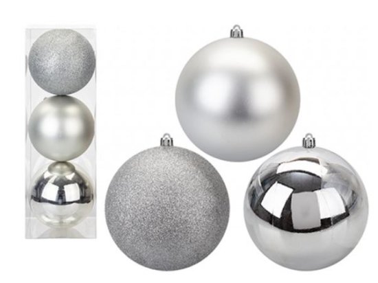 (image for) BAUBLES 12CM SILVER 3S - 12CM