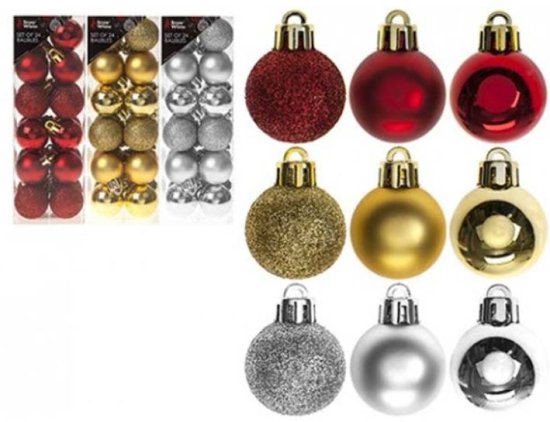 (image for) XMAS BAUBLES -24S ASST COLOR - 3CM