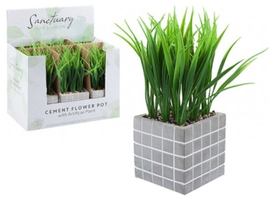 (image for) PMS CEMENT SQUARE POT + GRASS - STD