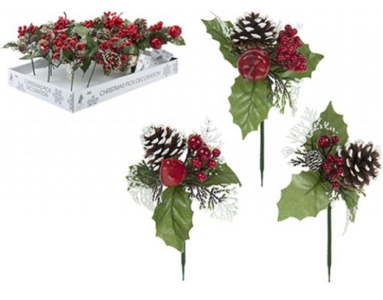 (image for) XMAS CONES/BERRIES PICKIN ASST - 7\'\'