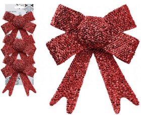 (image for) XMAS TINSEL BOWS 10X13X3CM RED - 3S