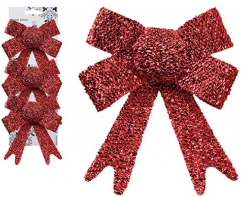 (image for) XMAS TINSEL BOWS 10X13X3CM RED
