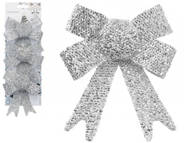 (image for) XMAS TINSEL BOWS 10X13X3CM SIL