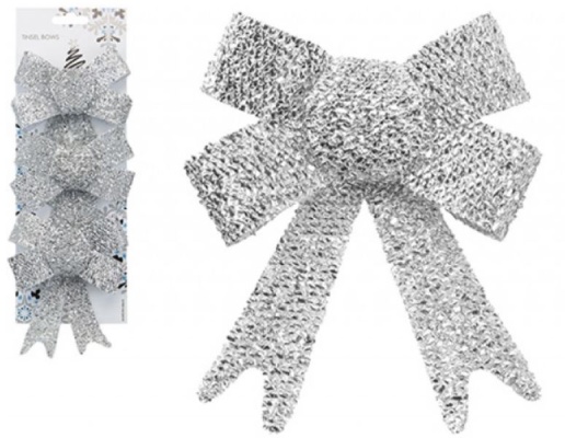 (image for) XMAS TINSEL BOWS 10X13X3CM SIL