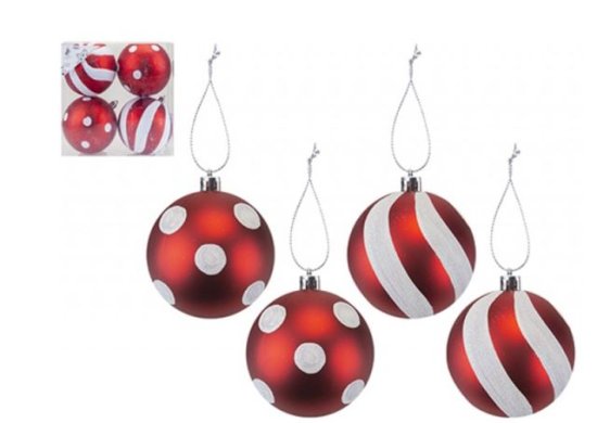 (image for) BAUBLES 9CM CANDY CANE 4S - 9CM