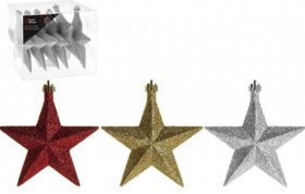 (image for) XMAS TREE HANGING STAR ASST6S - 10CM