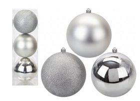 (image for) PMS XMAS BAUBLES SILVER 3S - 12CM