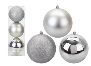 (image for) BAUBLES 12CM SILVER 3S