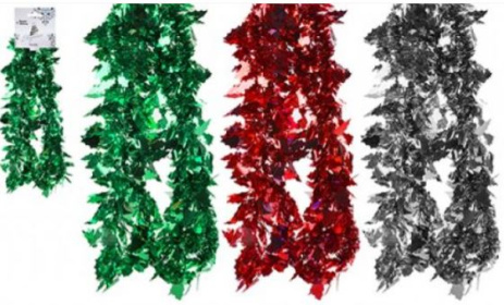 (image for) XMAS TINSEL LEAF 3ASST COLOUR