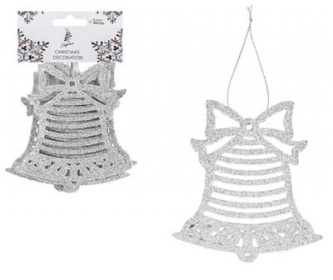 (image for) XMAS HANG BELL GLITTER SILVER