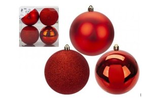 (image for) PMS XMAS BAUBLES RED 4S - 10CM