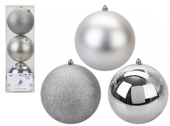 (image for) PMS XMAS BAUBLES SILVER 14CM - 3S