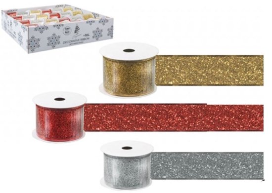 (image for) PMS XMAS GLITTER RIBBON ASST - STD