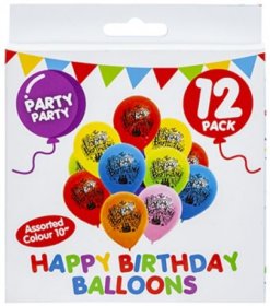 (image for) PMS H/BDAY BALLOONS ASST - 12S