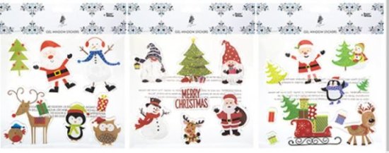 (image for) XMAS WINDOW GEL STICKER ASST - 20X20