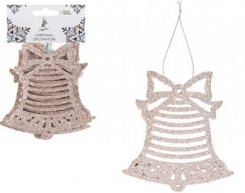 (image for) XMAS HANG BELL GLITTER R/GOLD