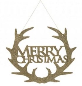 (image for) MERRY CHRISTMAS SIGN HANG GOLD - 30CM