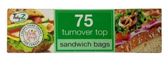 (image for) TIDYZ TURNOVER SANDWICH BAGS - 75S