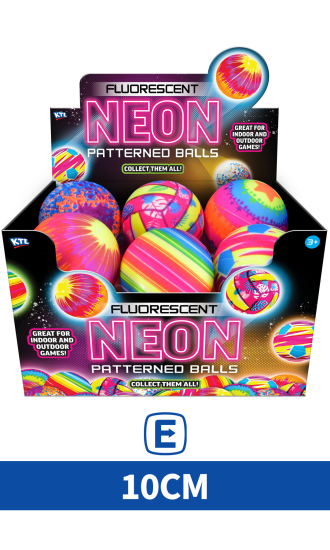 (image for) KT NEON PRINTED BALLS ASSORTED - 10CM
