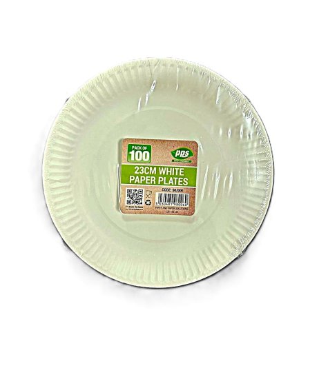 (image for) PPS PAPER PLATES WHITE 100S - 23CM