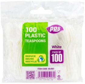 (image for) PPS PLASTIC TEASPOONS WHITE - 100S