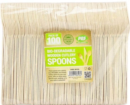 (image for) PPS BIODEGRADE WOODEN SPOONS - 100S