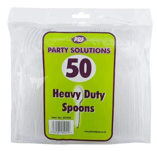 (image for) PPS PLASTIC SPOON CLEAR H/DUTY - 50S