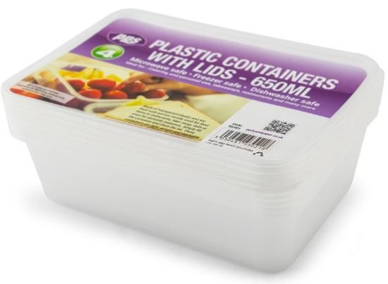 (image for) PPS PLASTIC CONTAINER M/W 4S - 650ML