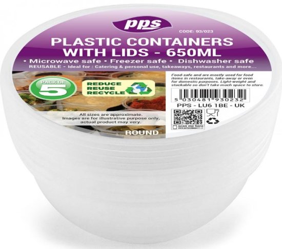 (image for) PPS PLASTIC CONTAINER ROUND 5S - 650ML