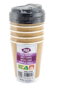 (image for) PPS HOT CUPS+LIDS RIPPLE 5S - 12OZ