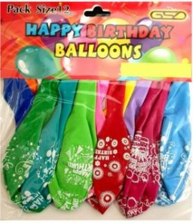 (image for) GSD H/B'DAY BALLOONS ASST COLO - 12S