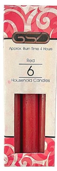 (image for) GSD H/HOLD CANDLES RED 6\" - 6S