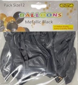 (image for) GSD BALLOON METALIC BLACK 12S - 12"