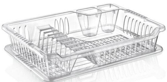 (image for) HOBBY DISH DRAINER +TRAY CLEAR - SMALL