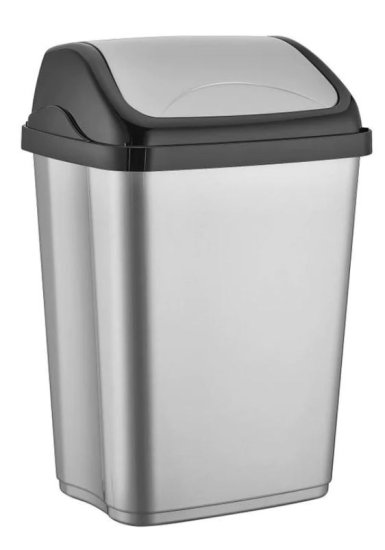 (image for) HOBBY SWING BIN BLACK/SILVER - 50L