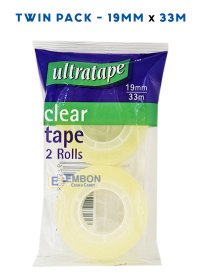 (image for) ULTRA CLEAR TAPE TWIN PK 33M - 19MM
