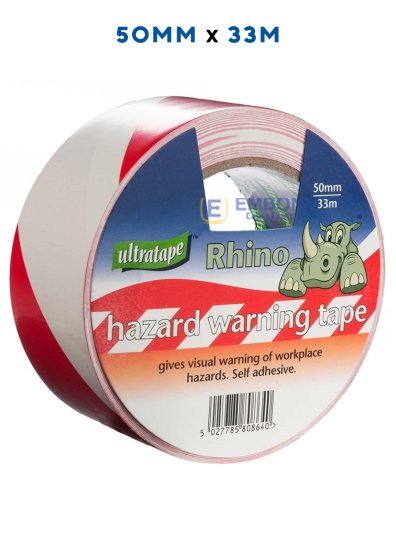 (image for) RHINO HAZARD TAPE RED/WHIT 33M - 50MM