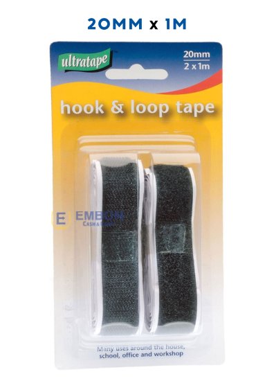 (image for) RHINO HOOK& LOOP TAPE-BLACK - 20MMX1