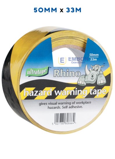 (image for) RHINO HAZARD TAPE BLK/YELL 33M - 50MM