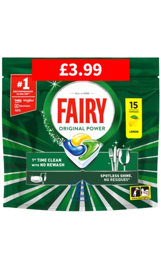 (image for) FAIRY DISHWASHER TABLETS LEMON PM3.99 - 15 TABS